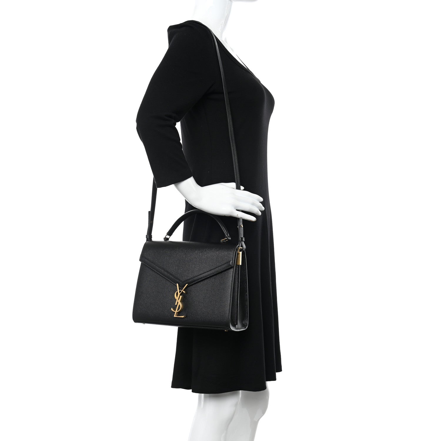 Saint Laurent Grain de Poudre Medium Classic Monogram Cassandra Top Handle Black 2 of 9