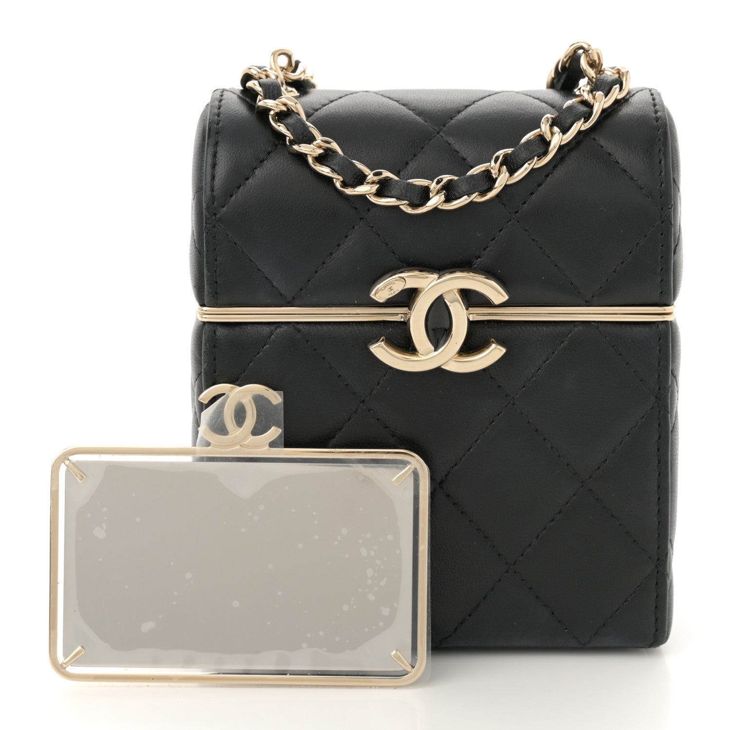 Chanel Lambskin Quilted Small Box With Chain Black 3 of 11