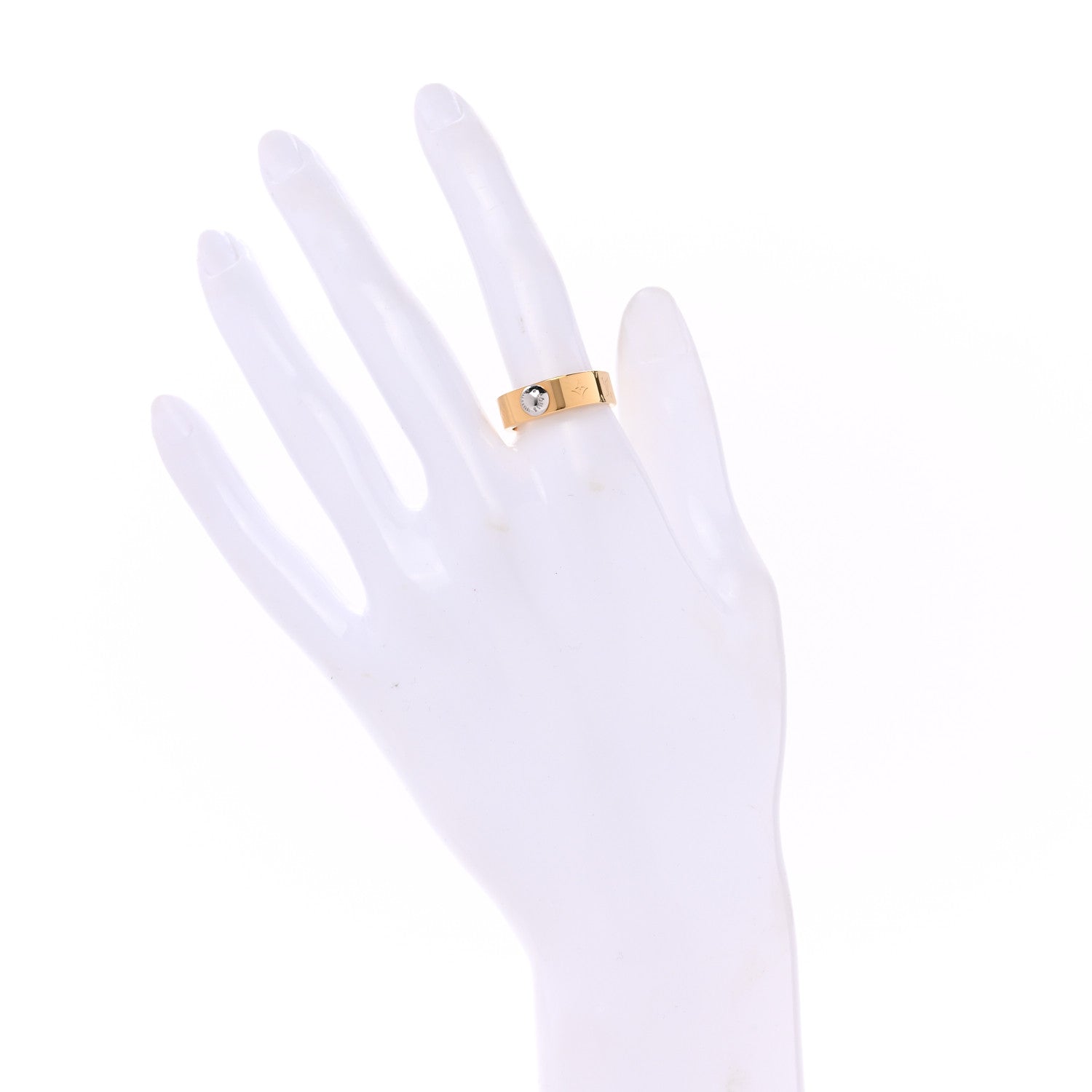Louis Vuitton Brass Monogram Engraved Nanogram Ring M Gold 2 of 8