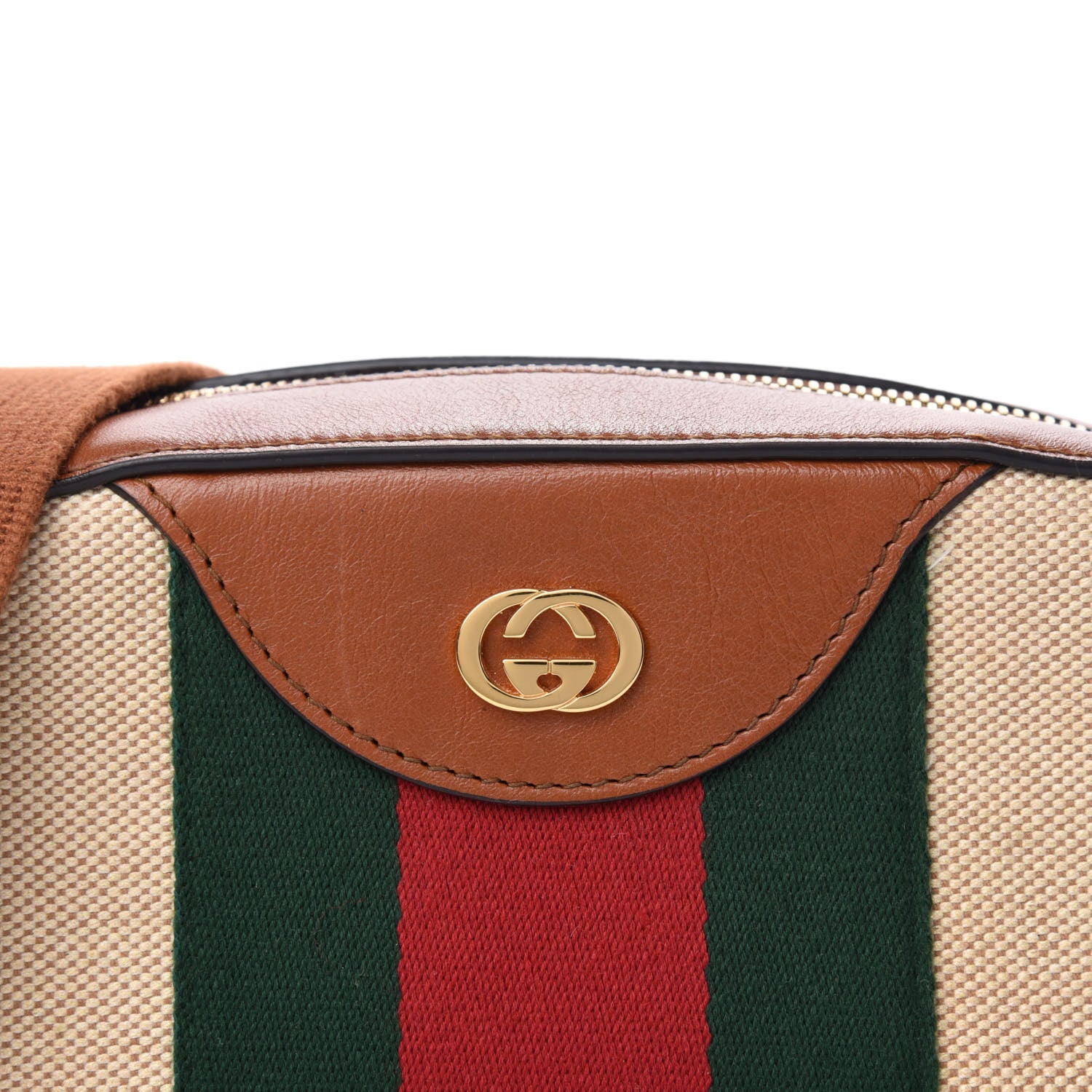 Gucci Vintage Canvas Web Shoulder Bag Sand Cuir 11 of 11