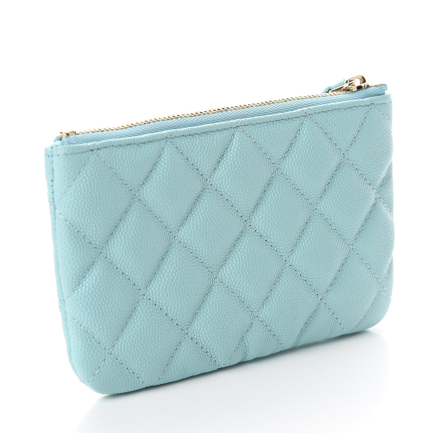 Caviar Quilted Small Cosmetic Case Light Blue