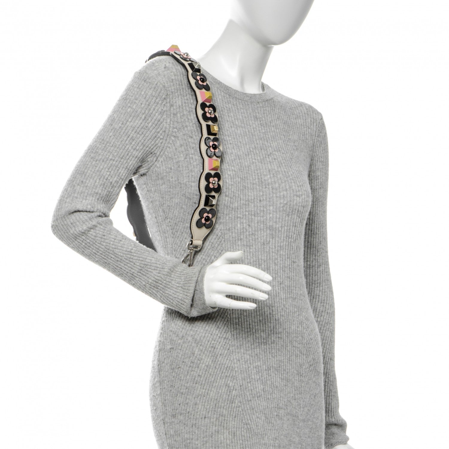 Fendi Vitello Dolce Plexiglass Flowerland Studded Strap You Camelia Multicolor 2 of 5