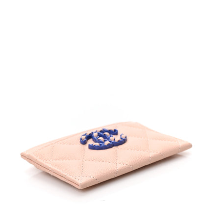 Chanel Caviar Quilted Chanel 19 Card Holder Pink Blue 4 of 8
