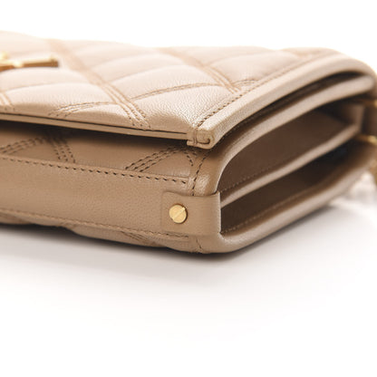Saint Laurent Lambskin Diamond Quilted Becky Chain Wallet Gold Sand 10 of 10