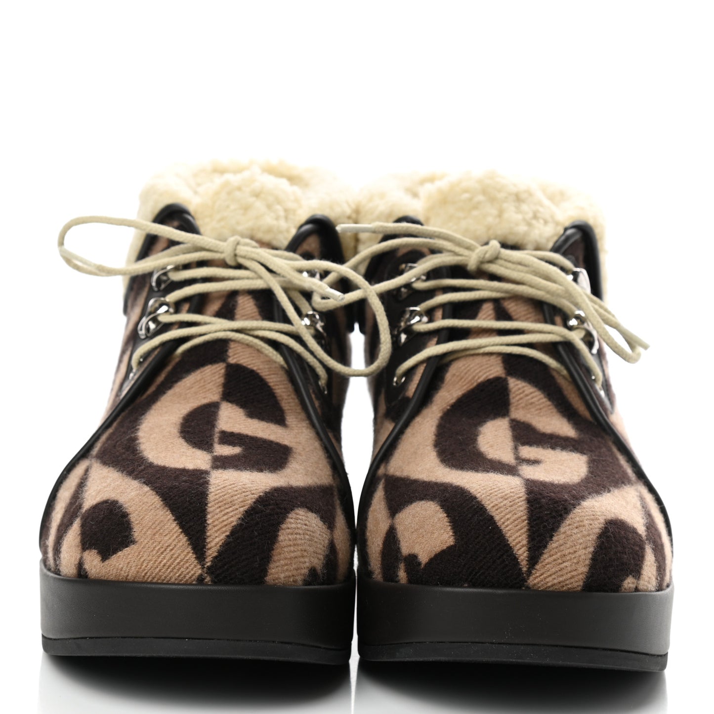 Wool Faux Shearling G Rhombus Womens Victor Ankle Boots 39 Beige Cocoa