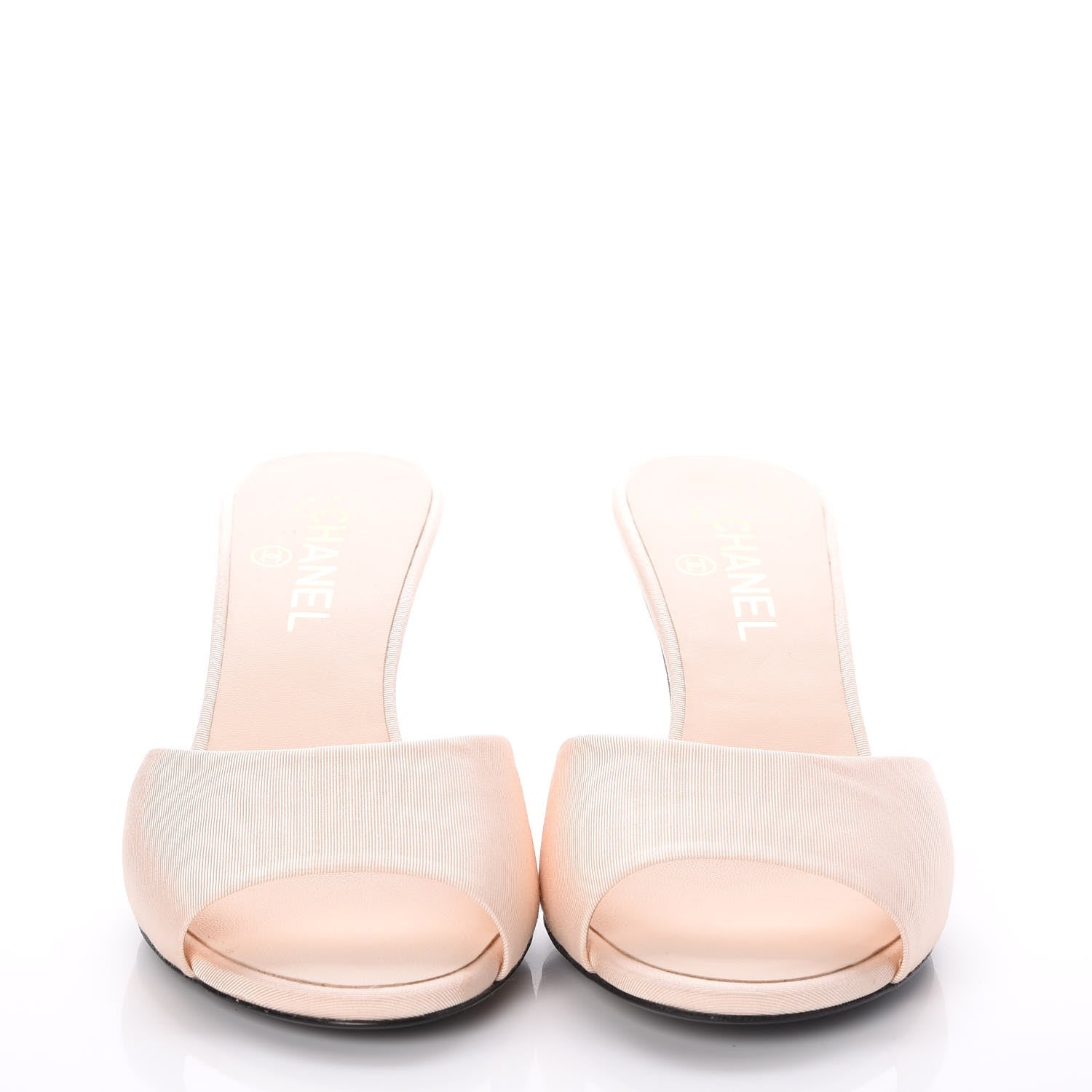 Chanel Grosgrain Lambskin CC Mules 39 Light Pink 2 of 9