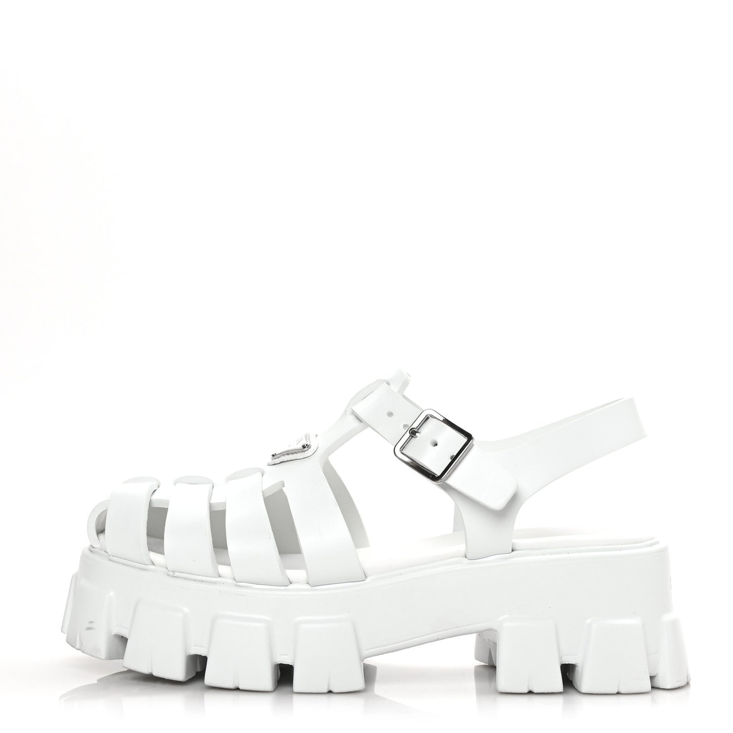 Foam Rubber Metal Triangle Logo Monolith 55mm Cage Sandals 39 White