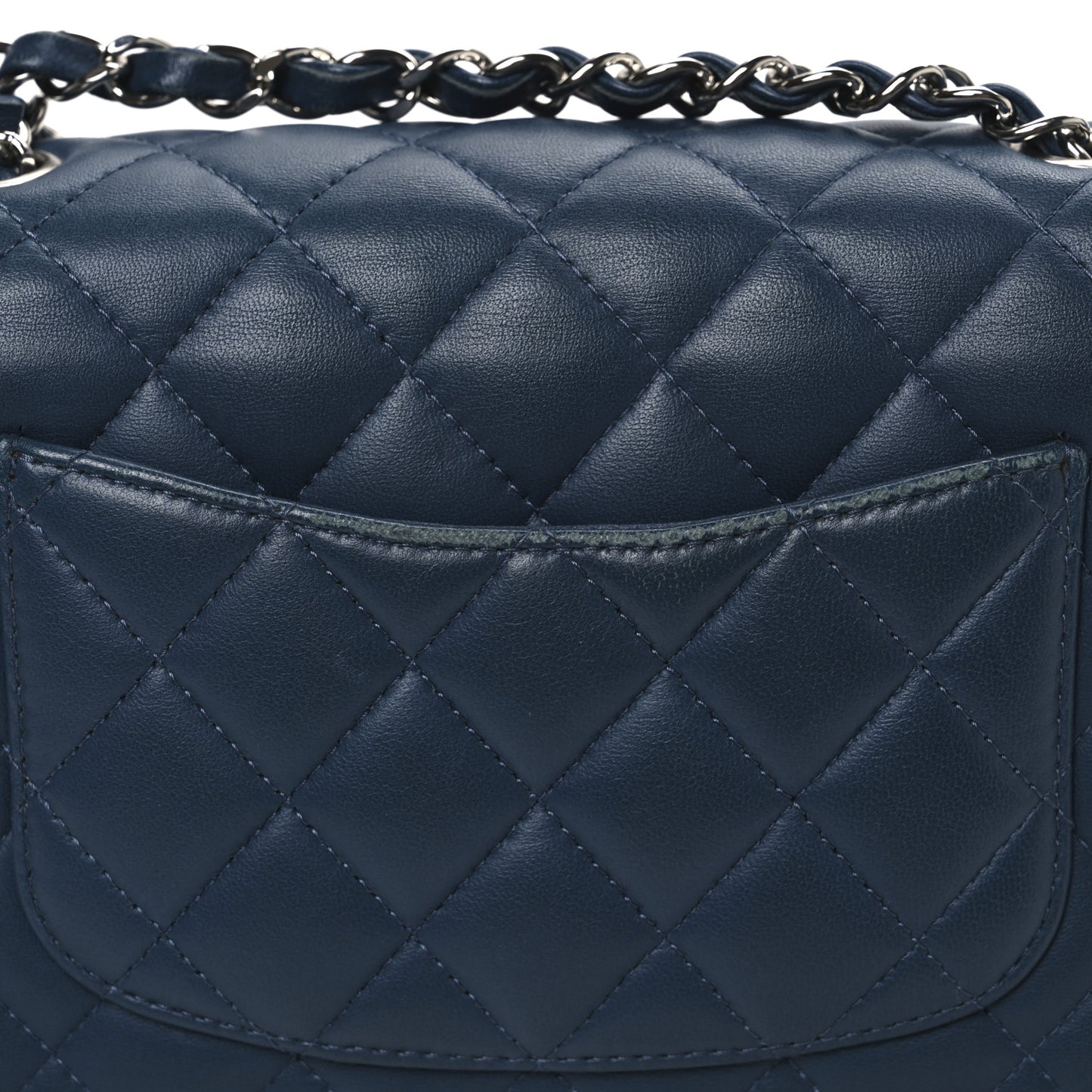 Lambskin Quilted Mini Rectangular Flap Blue