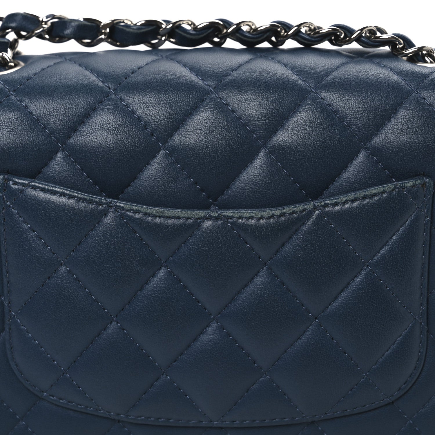 Chanel Lambskin Quilted Mini Rectangular Flap Blue 12 of 13