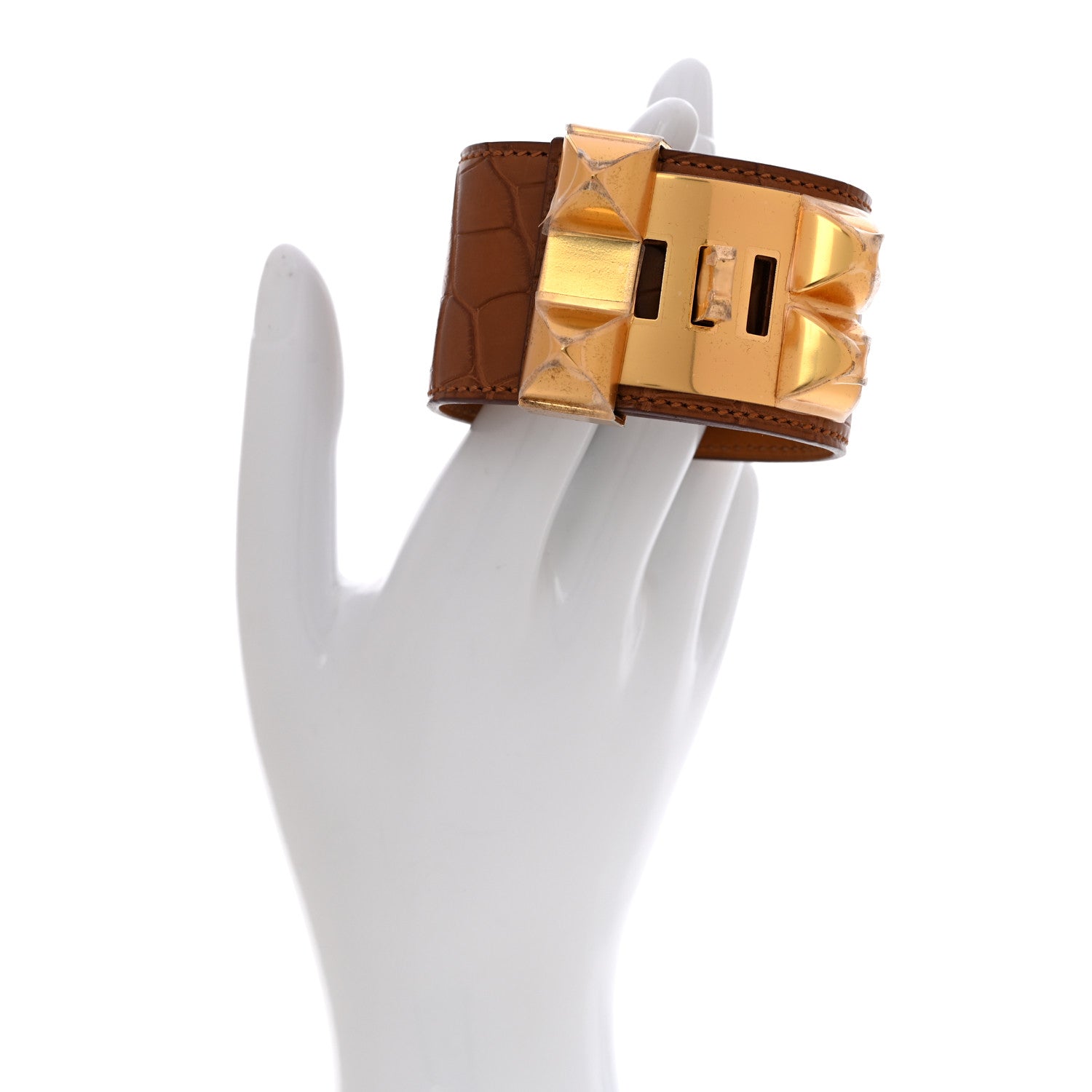 Hermes Matte Alligator Collier De Chien CDC Bracelet T3 Gold 2 of 6