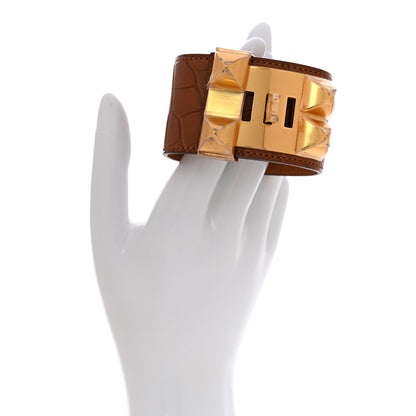 Hermes Matte Alligator Collier De Chien CDC Bracelet T3 Gold 2 of 6