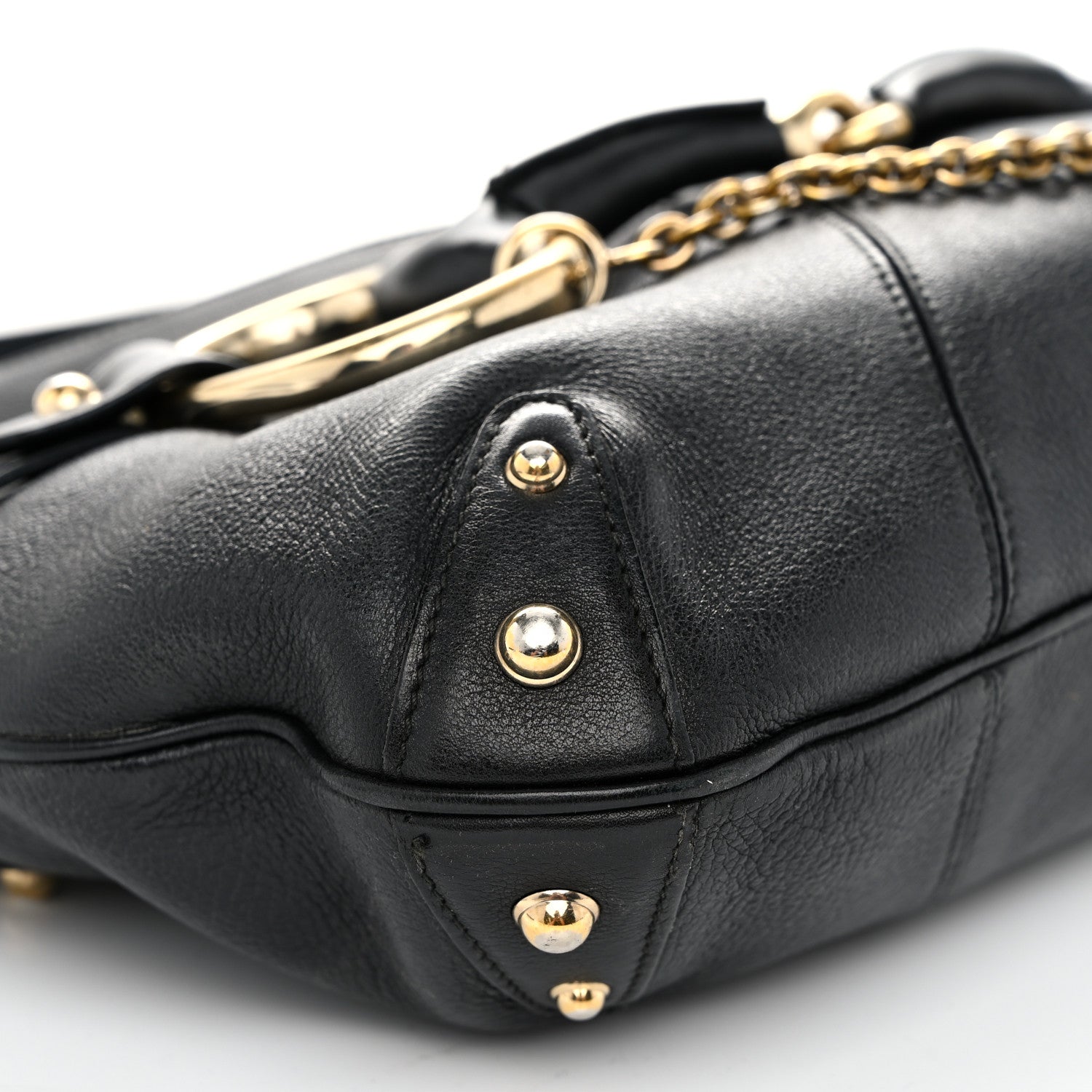Gucci Calfskin Horsebit Chain Hobo Black 9 of 15