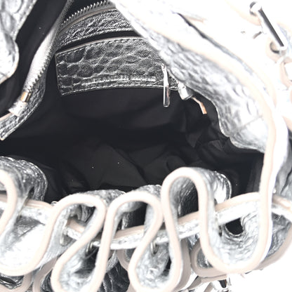 Alexander Wang Metallic Pebbled Lambskin Diego Bucket Bag Rhodium Hardware Silver 4 of 8