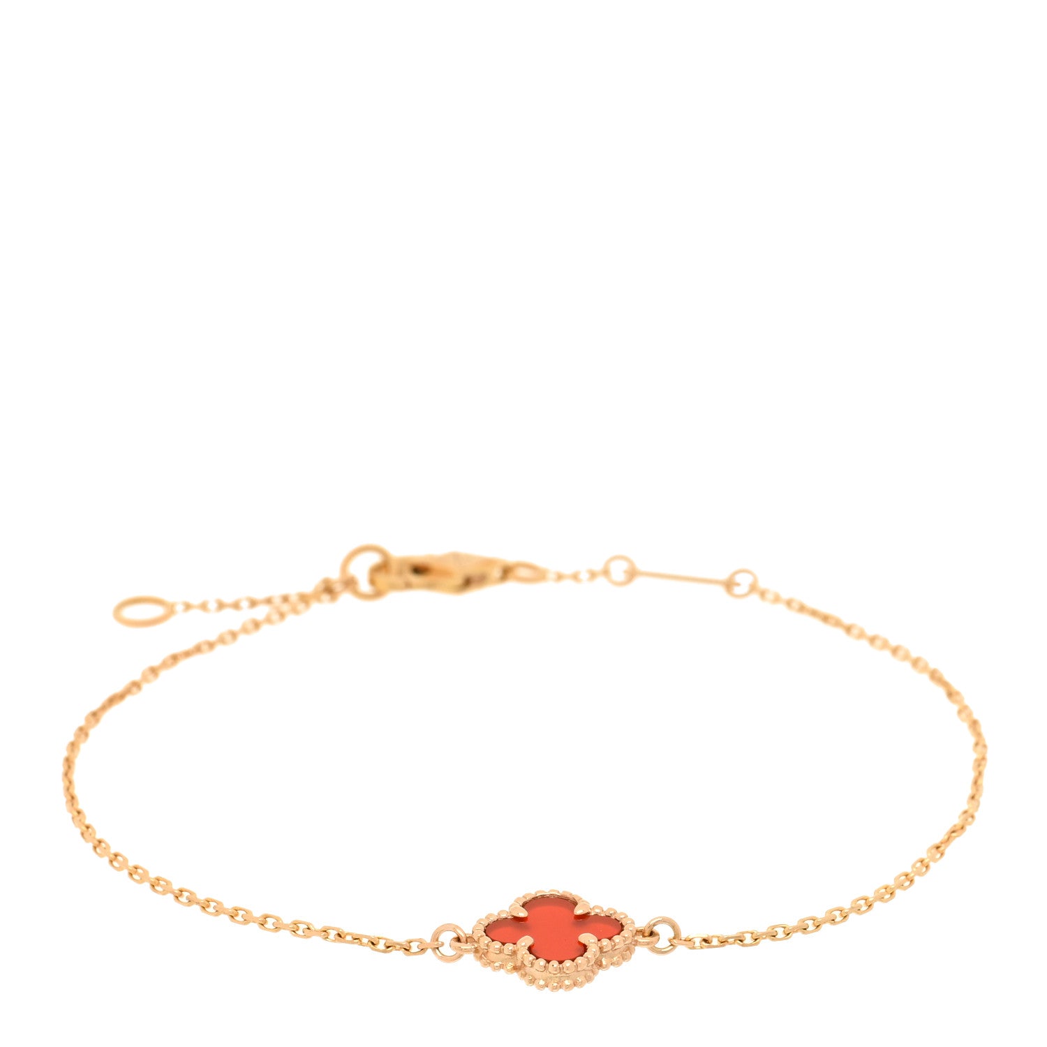 Van Cleef & Arpels 18K Rose Gold Carnelian Sweet Alhambra Bracelet 1 of 3