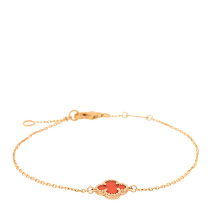 Van Cleef & Arpels 18K Rose Gold Carnelian Sweet Alhambra Bracelet 1 of 3