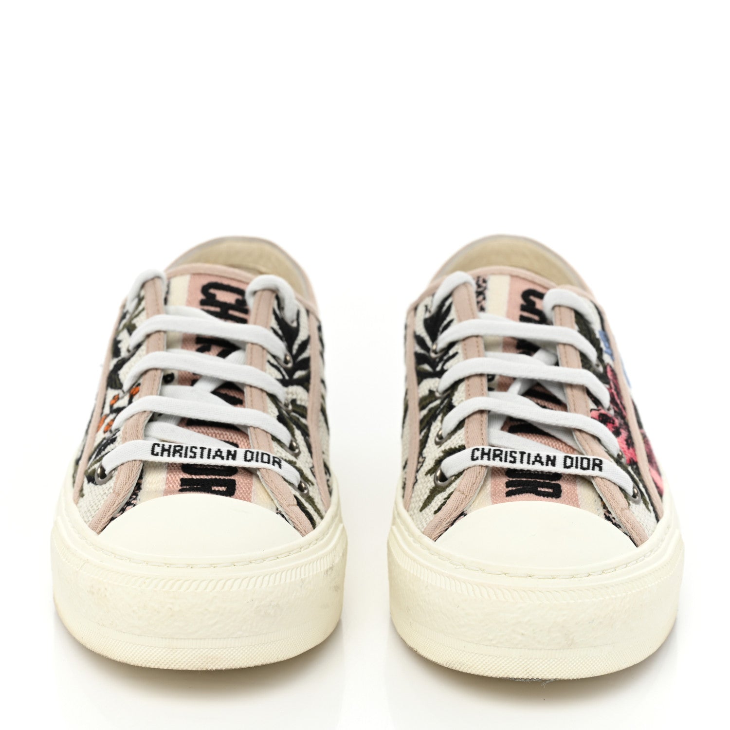 Christian Dior Canvas Rosa Mutabilis Embroidered Womens Walk'N'Dior Low Top Sneakers 36.5 Multicolor 2 of 12