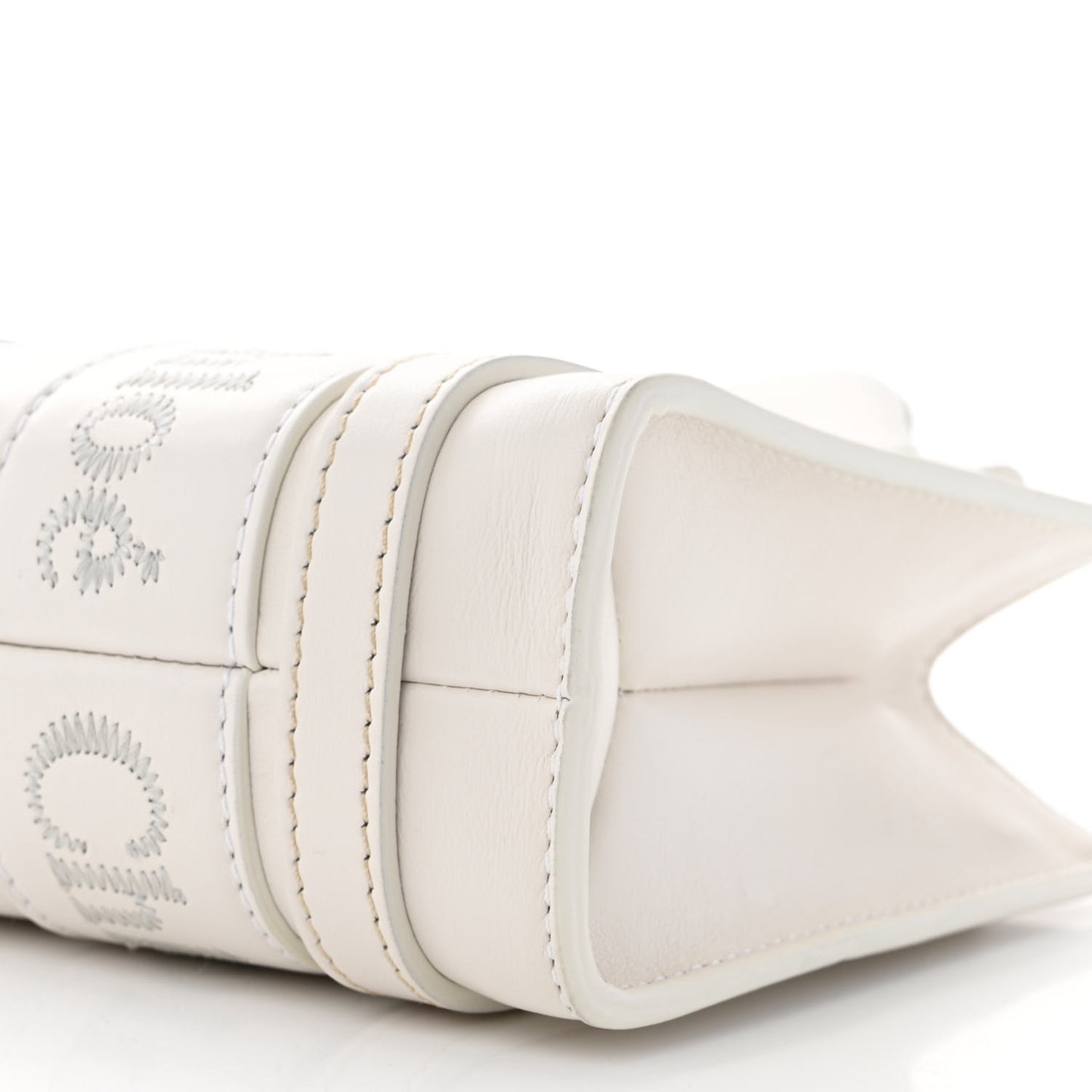 Calfskin Mini Woody Ribbon Tote White