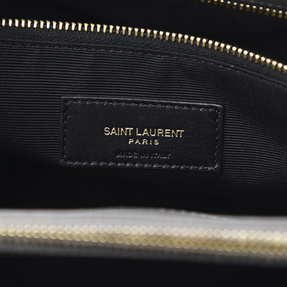 Saint Laurent Grain De Poudre Matelasse Chevron Monogram Shopping Bag Fog 5 of 10