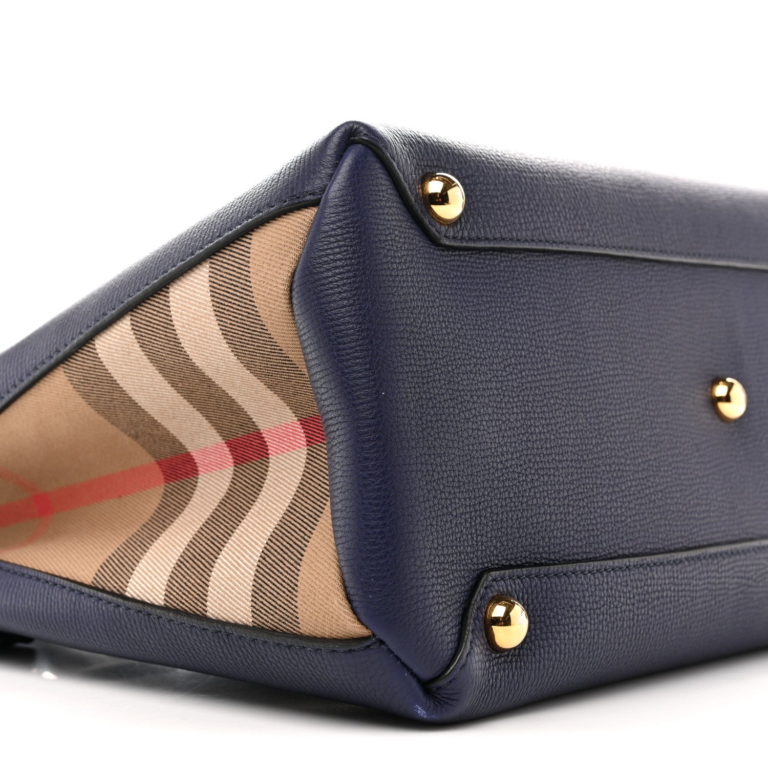 Burberry Derby Calfskin House Check Medium Banner Tote Ink Blue 8 of 11