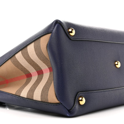Burberry Derby Calfskin House Check Medium Banner Tote Ink Blue 8 of 11