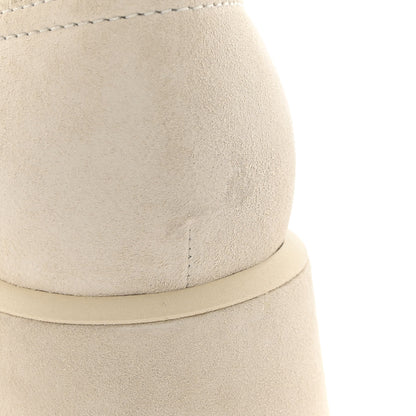Chanel Suede Pony Hair Shearling Lace Up Combat Boots 40 White 9 of 11
