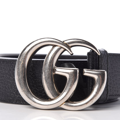 Gucci Textured Dollar Calfskin Nickel Double G 40mm Belt 80 32 Black 8 of 8