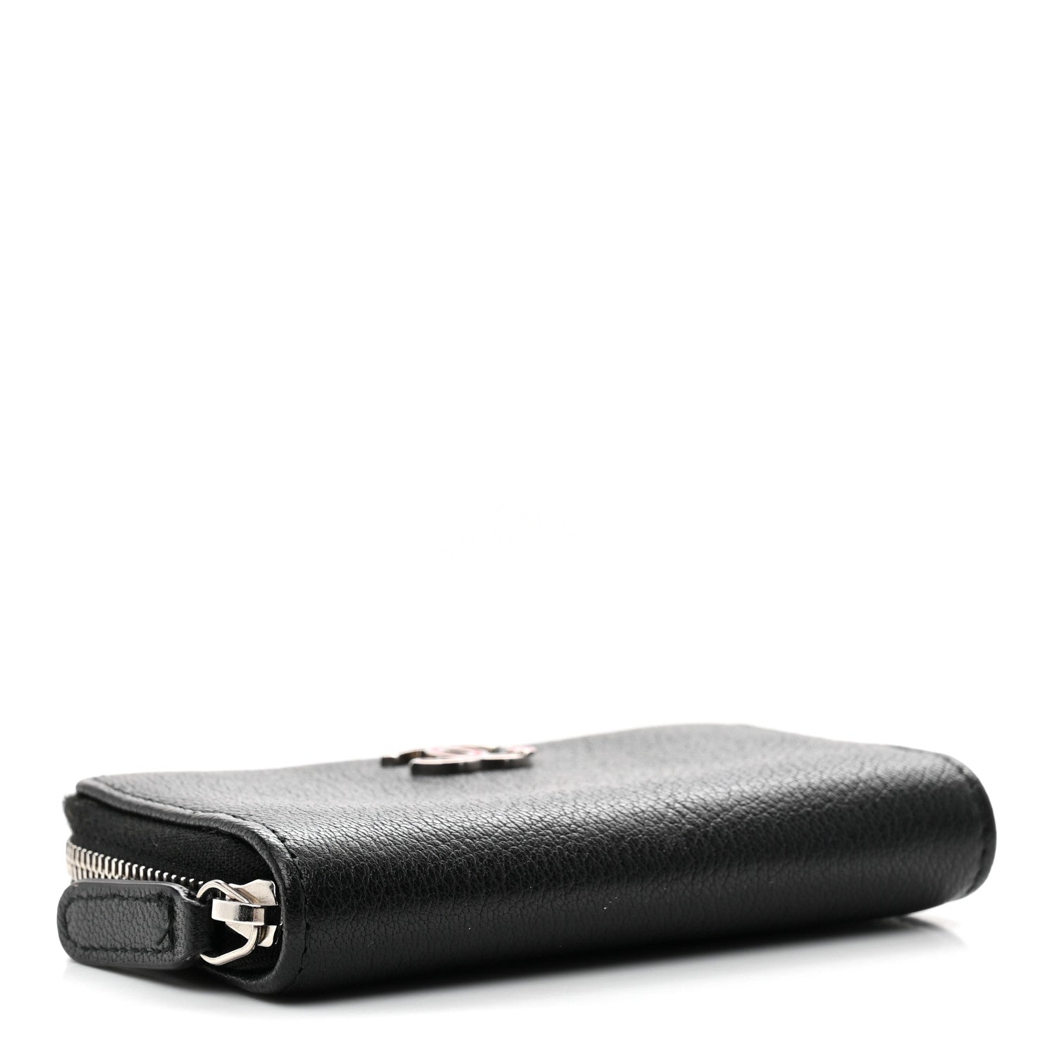 Chanel Goatskin Camellia Zip Coin Purse Black 4 of 7