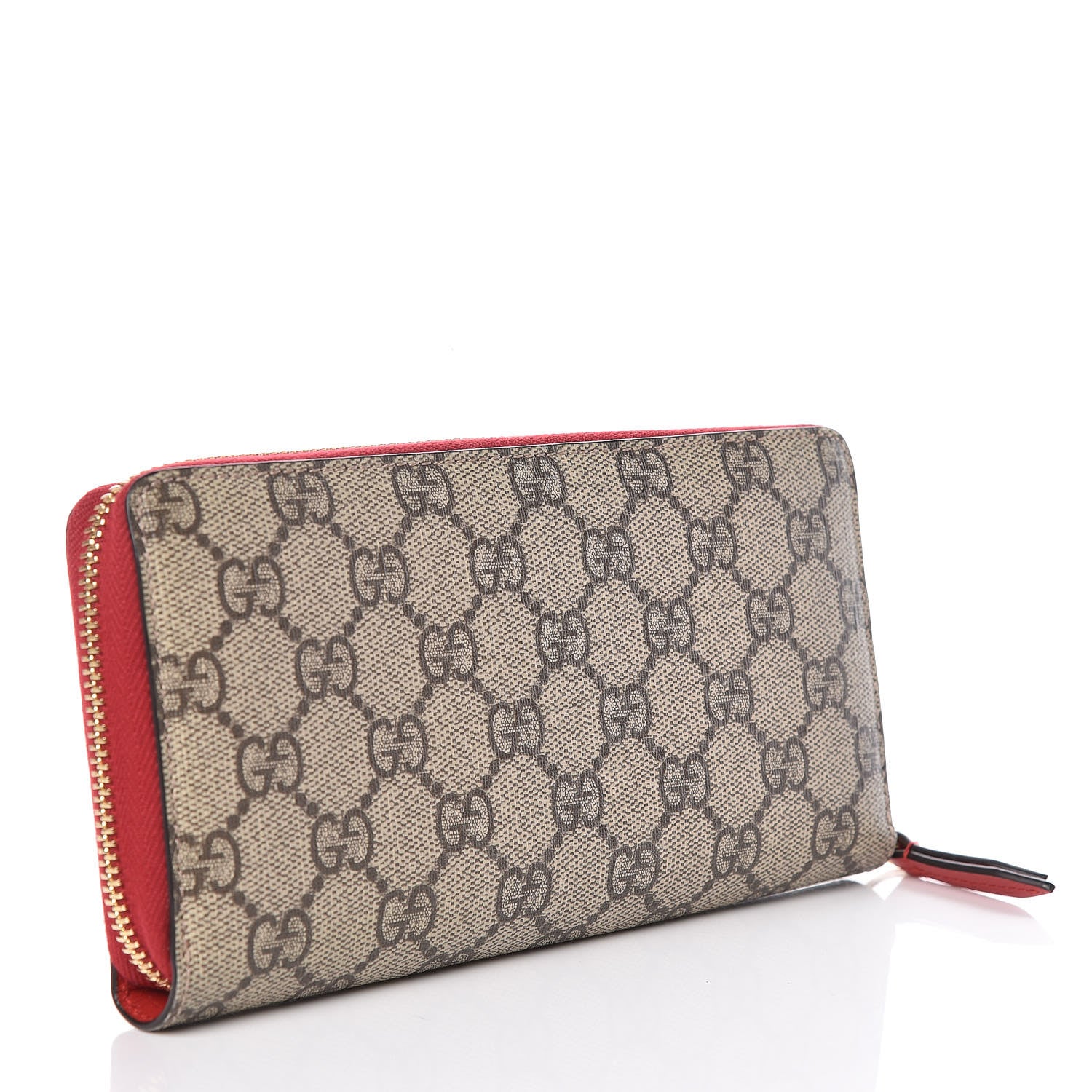Gucci GG Supreme Monogram Kingsnake Heart Embroidered Zip Around Wallet Red 3 of 7