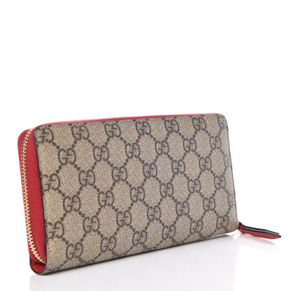 Gucci GG Supreme Monogram Kingsnake Heart Embroidered Zip Around Wallet Red 3 of 7