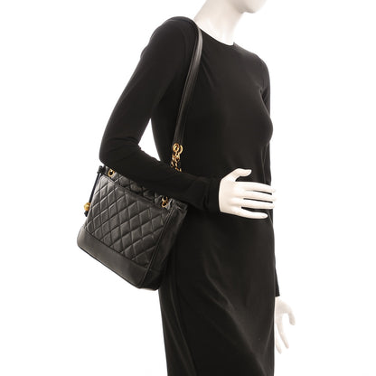 Chanel Lambskin Quilted Shopping Tote Black 2 of 8