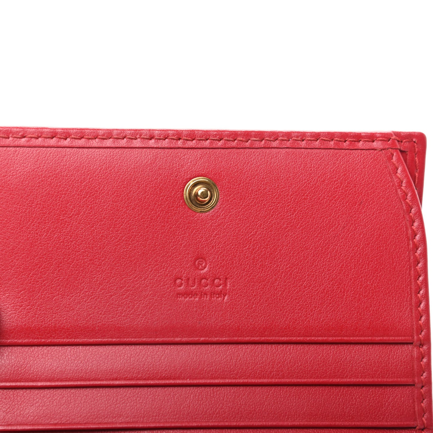 Calfskin Matelasse GG Marmont Card Case Wallet Hibiscus Red