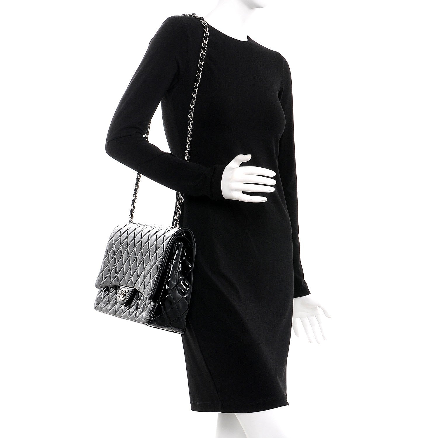 Chanel Patent Quilted Maxi Double Flap Black 2 of 10