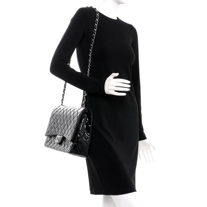 Chanel Patent Quilted Maxi Double Flap Black 2 of 10