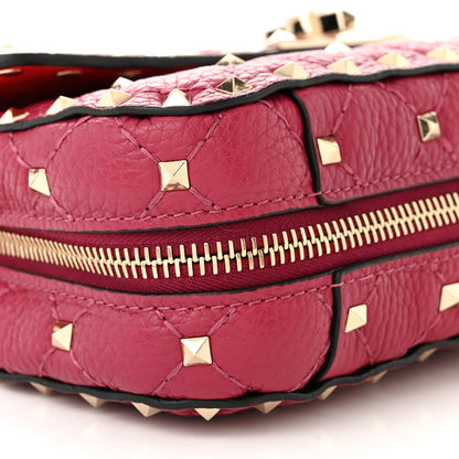 Valentino Garavani Grained Calfskin Small Rockstud Spike Shoulder Bag Berry Pink 8 of 9