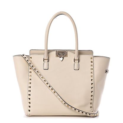 Valentino Garavani Vitello Rockstud Double Handle Tote Ivory 1 of 13