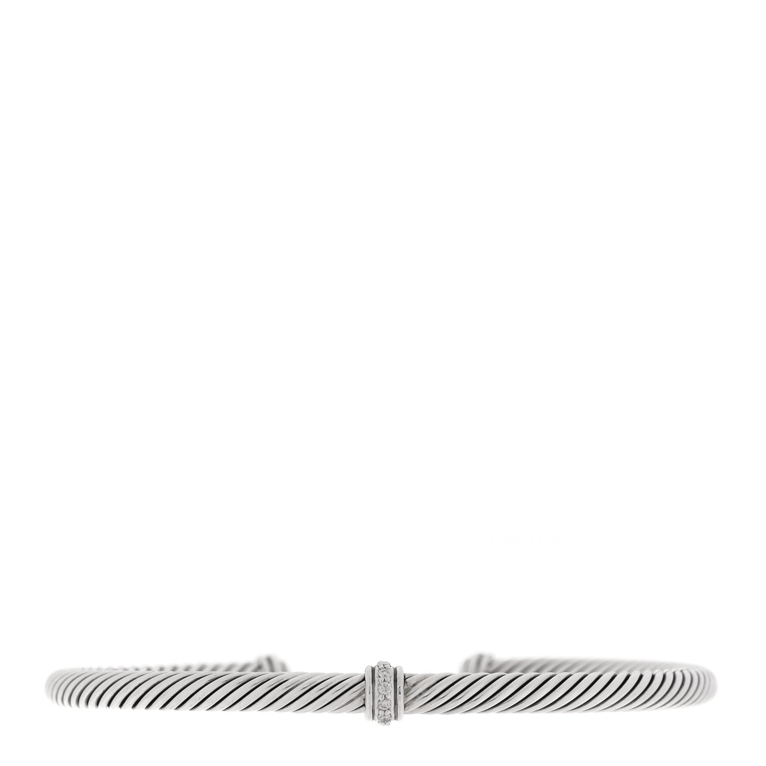 David Yurman Sterling Silver Diamond 4mm Cable Classics Single Station Bracelet 2 of 3
