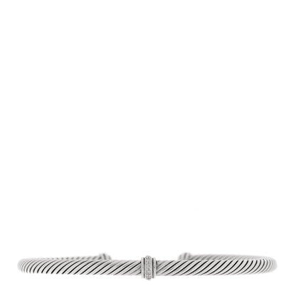 David Yurman Sterling Silver Diamond 4mm Cable Classics Single Station Bracelet 2 of 3