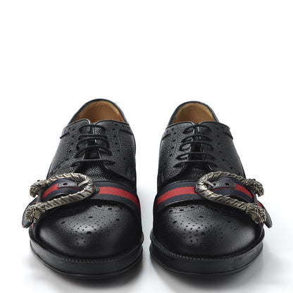 Gucci Calfskin Web Mens Queercore Brogue Derby Shoes 7 Black 2 of 12