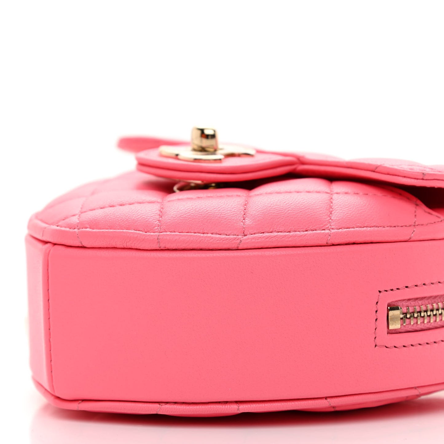 Lambskin Quilted CC In Love Heart Clutch With Chain Pink