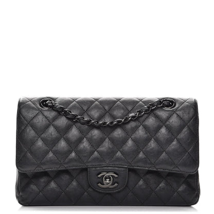 Chanel Crumpled Calfskin Quilted Medium Double Flap So Black 1 of 12