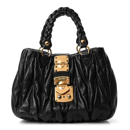 Miu Miu Nappa Matelasse Top Handle Satchel Black 1 of 4