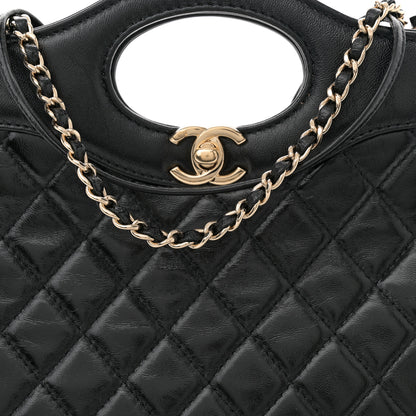 Chanel Shiny Crumpled Calfskin Quilted Mini 31 Shopping Bag Black 8 of 11