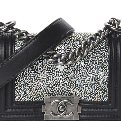 Chanel Galuchat Stingray Mini Boy Flap Black Silver 7 of 9