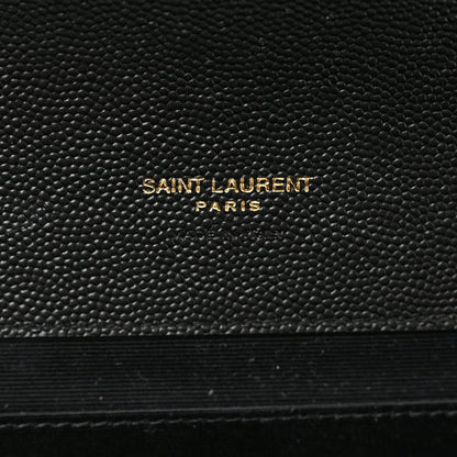 Saint Laurent Grain De Poudre Matelasse Chevron Monogram Envelope Clutch Black 7 of 8