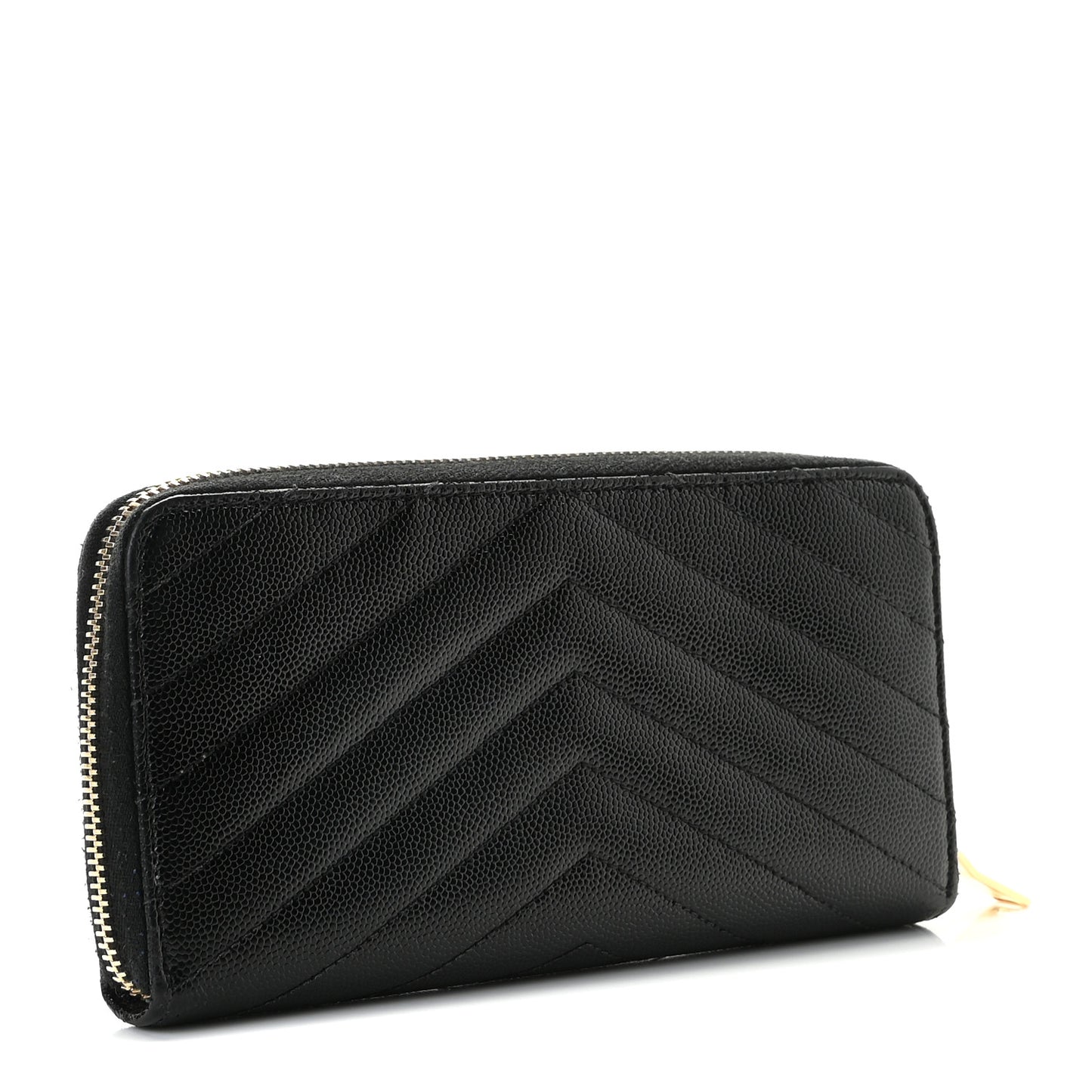 Grain De Poudre Matelasse Chevron Monogram Zip Around Wallet Black