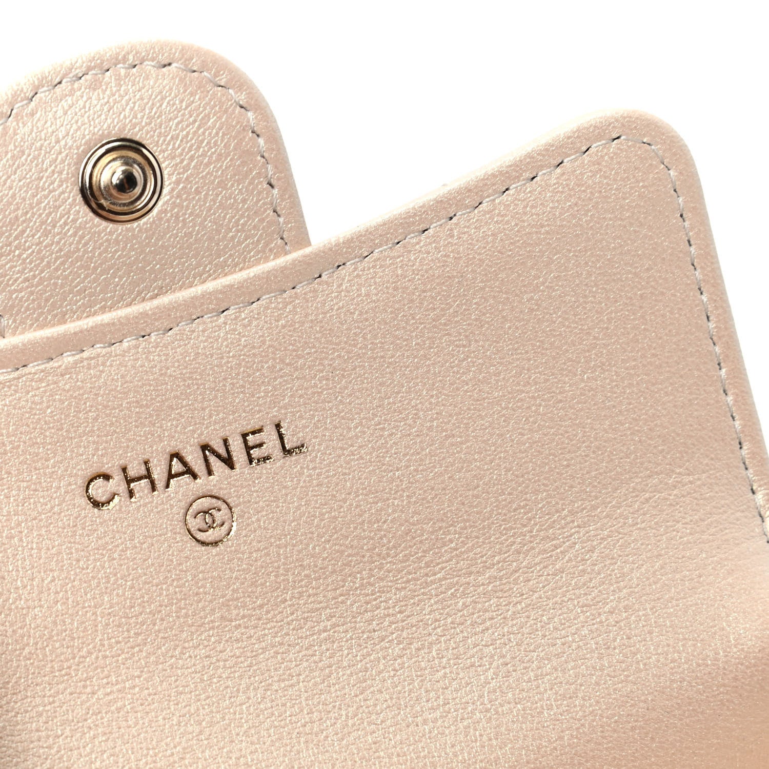Chanel Metallic Lambskin Quilted Flap Card Holder Wallet Gold 6 of 9