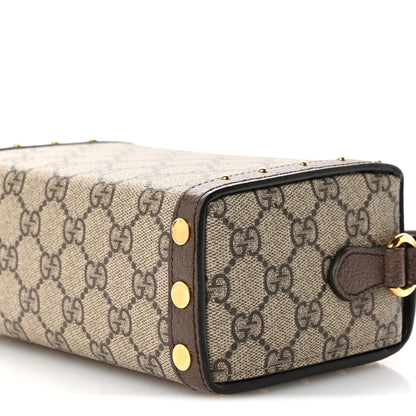 Gucci GG Supreme Monogram Textured Dollar Calfskin Mini Trunk Shoulder Bag Beige Ebony New Acero 10 of 11