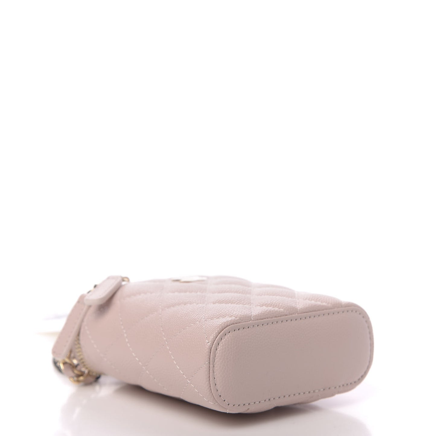 Caviar Quilted Small Vertical Coco Beauty Vanity Case With Chain Light Pink