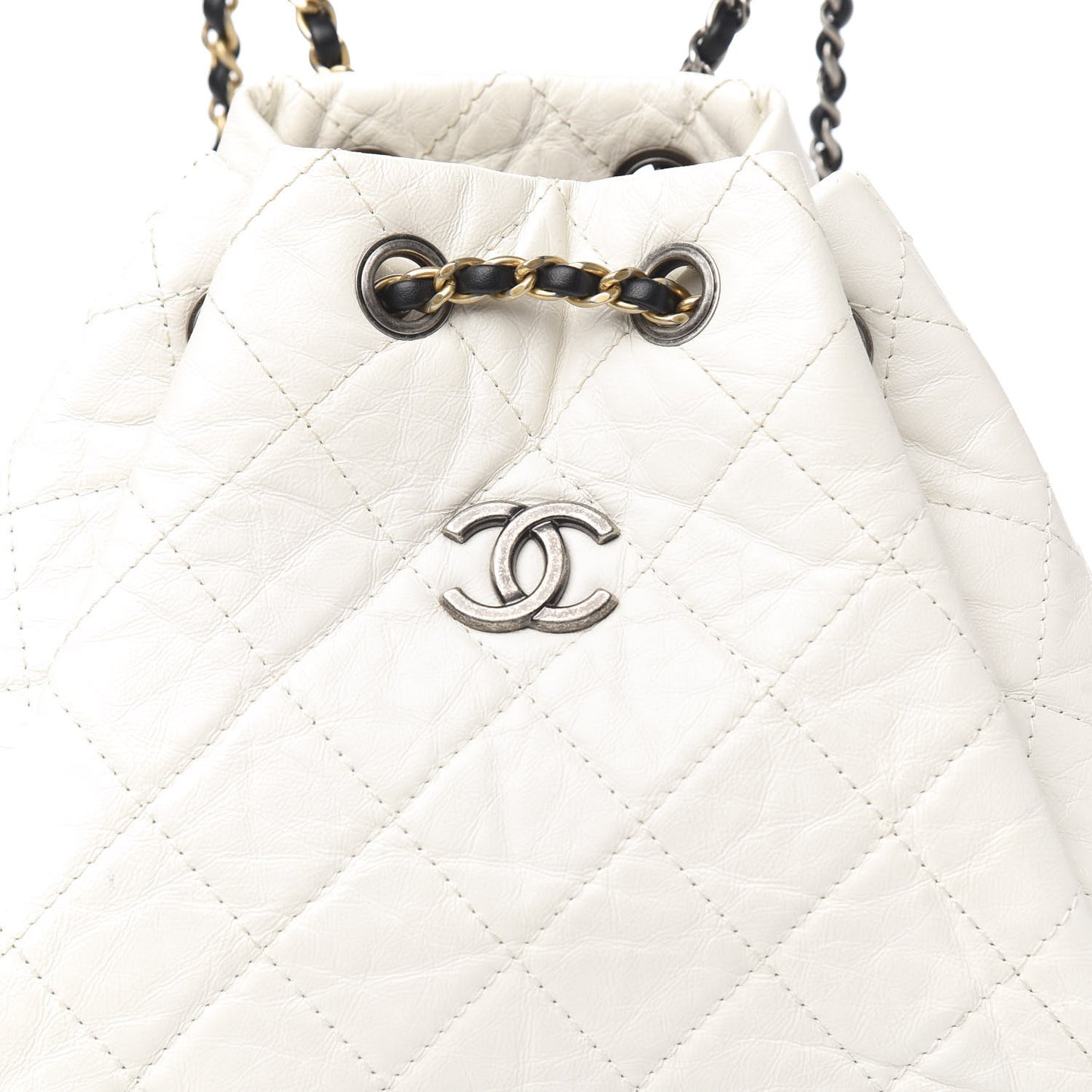 Aged Calfskin Quilted Small Gabrielle Backpack Black White