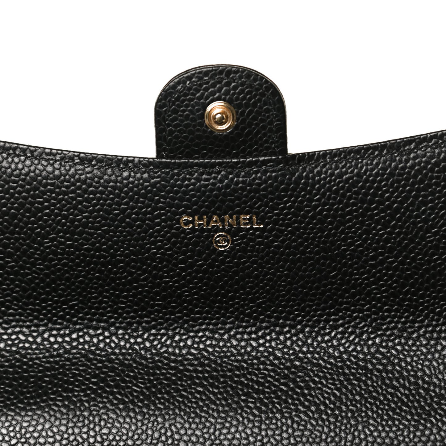Caviar Quilted Large Gusset Flap Wallet Black